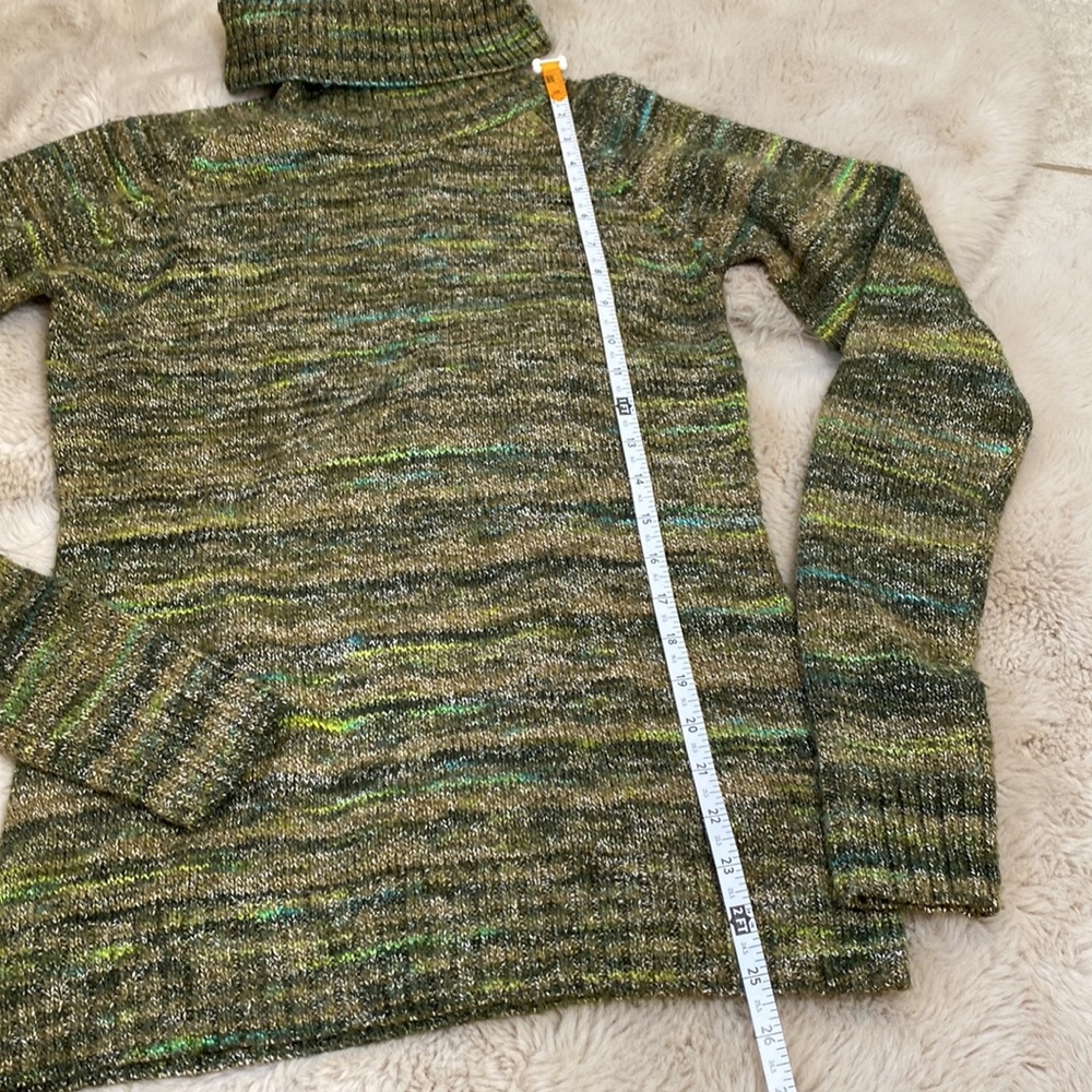 Columbia Sweater Green Marled Knit Turtleneck Size Small Cotton - Picture 8 of 9